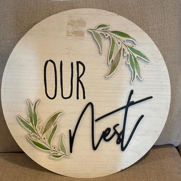 Hobby Lobby 'Our Nest' Wall Art - White and Green - Picture 1 of 2
